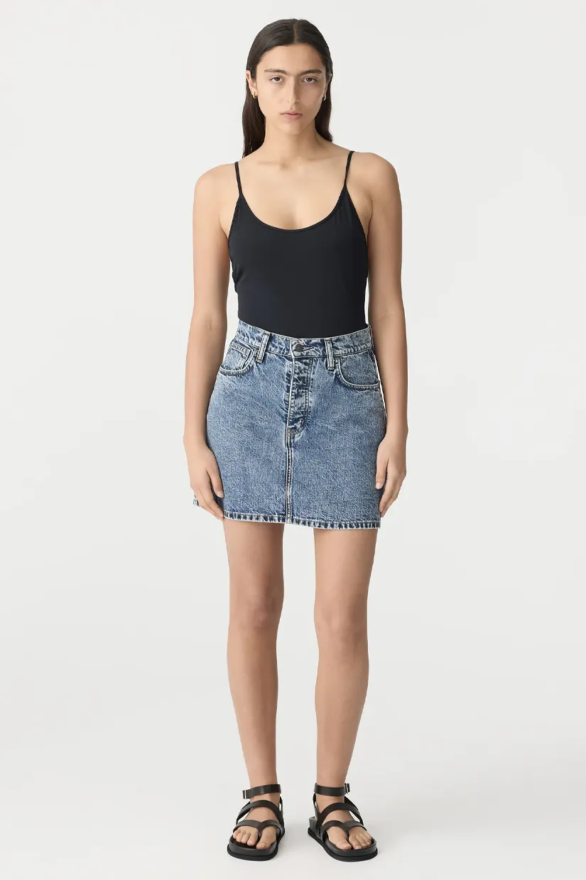 Bassike Denim Mini Skirt - Classic Stone Wash