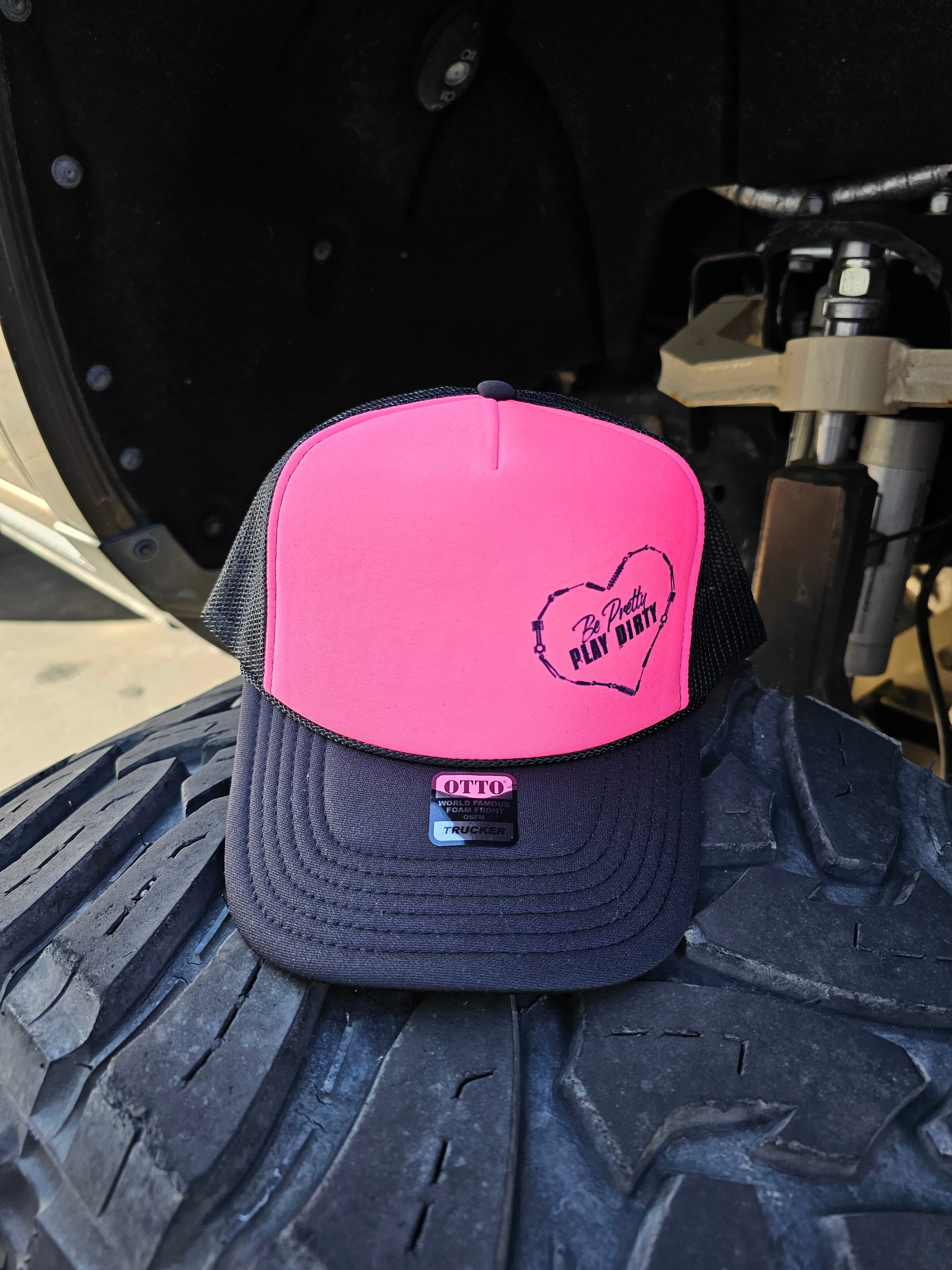 Be Pretty Play Dirty Heart Pumping Trucker
