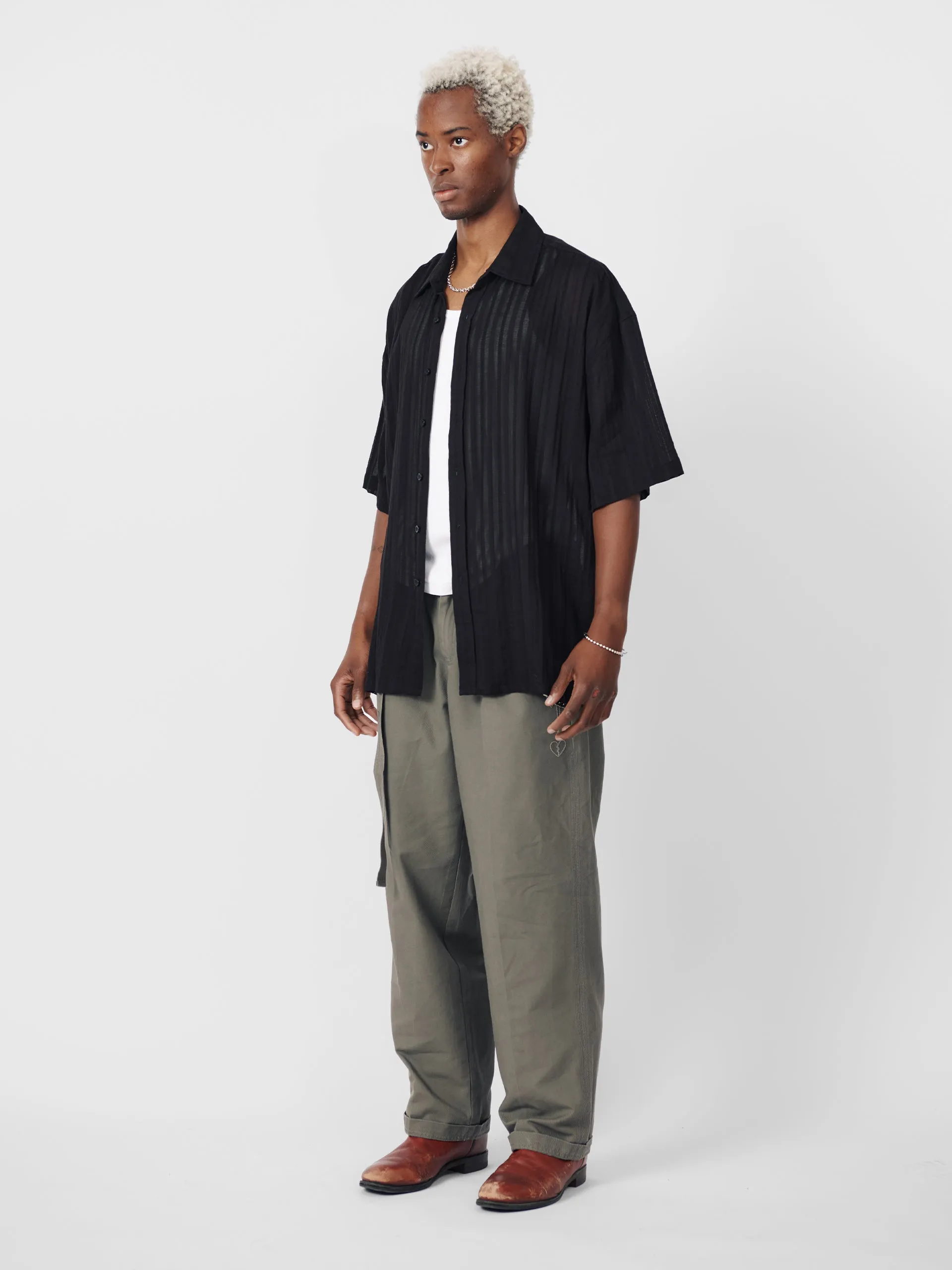 BEACH BRAINS Boxy SS Shirt Sheer Black