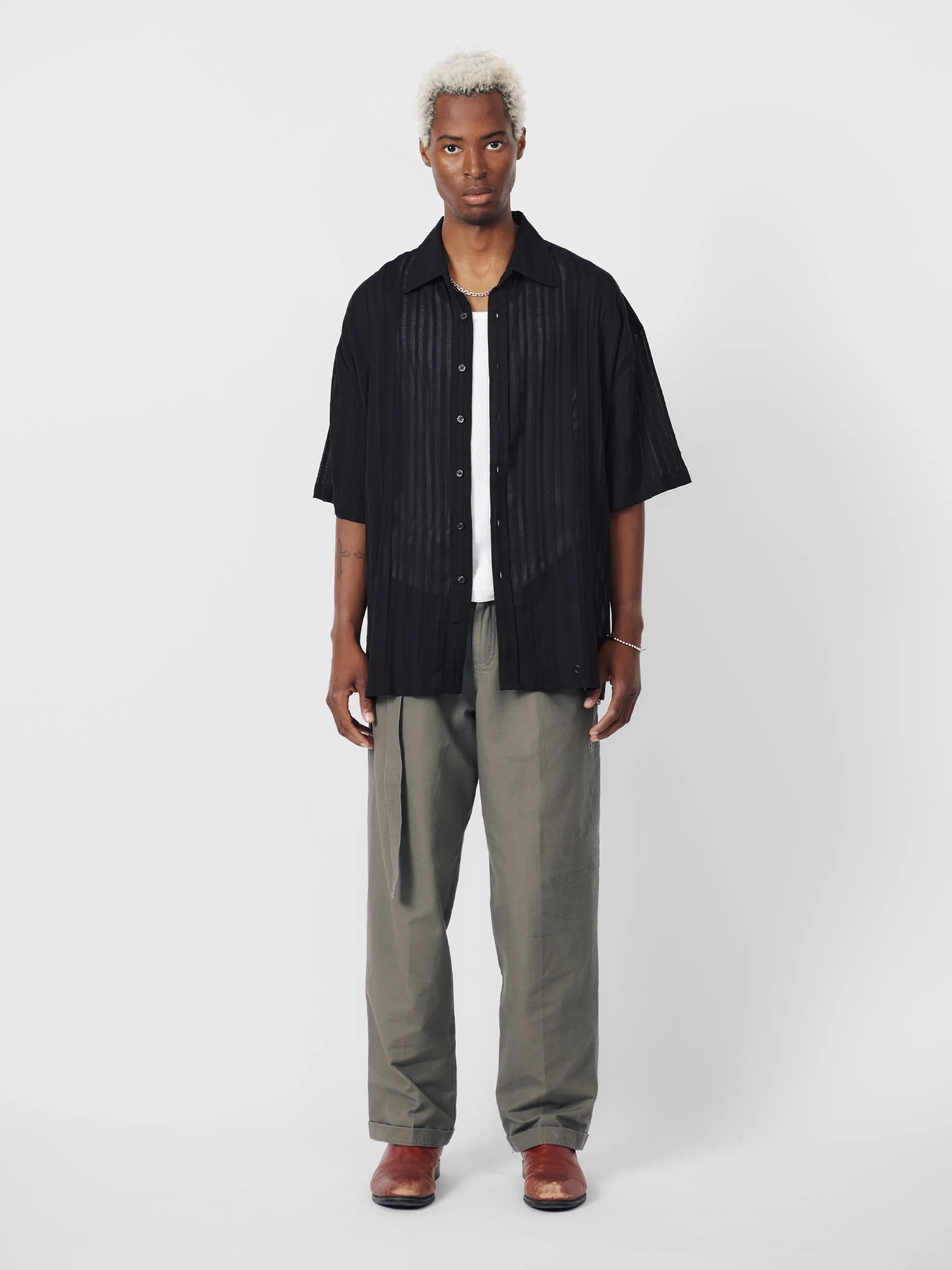BEACH BRAINS Boxy SS Shirt Sheer Black