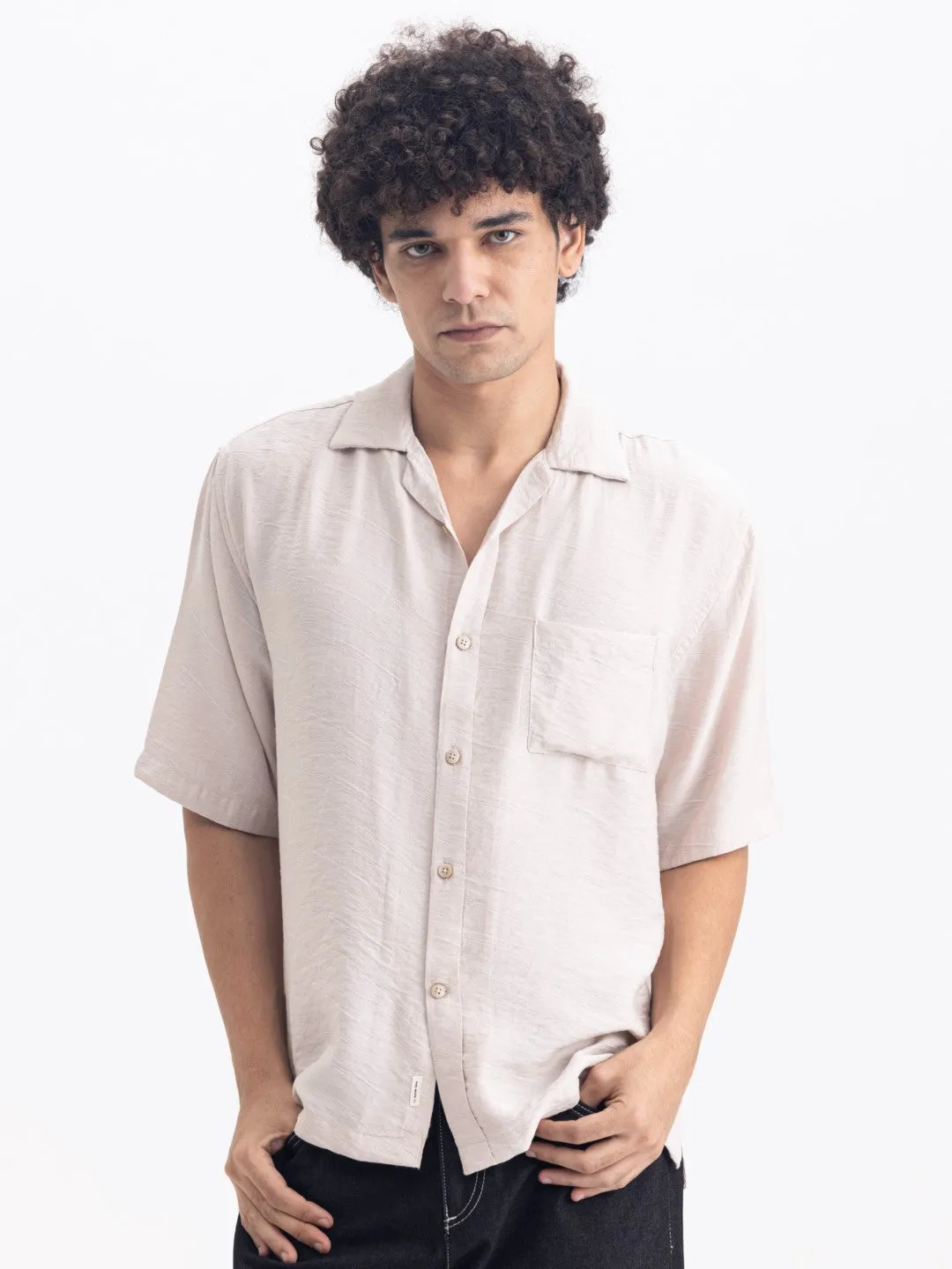 Beige Plain Resort Shirt