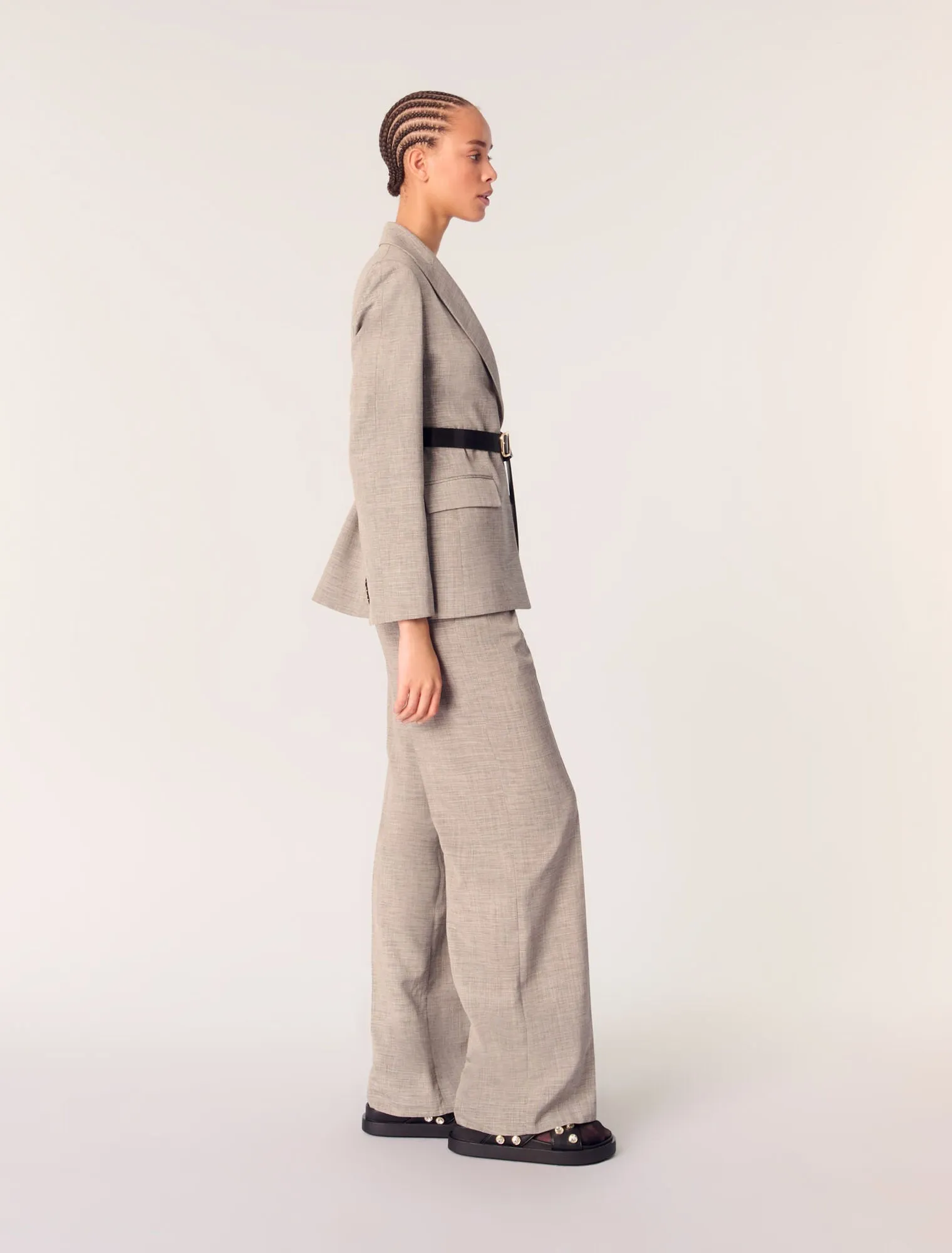 Belted suit jacket