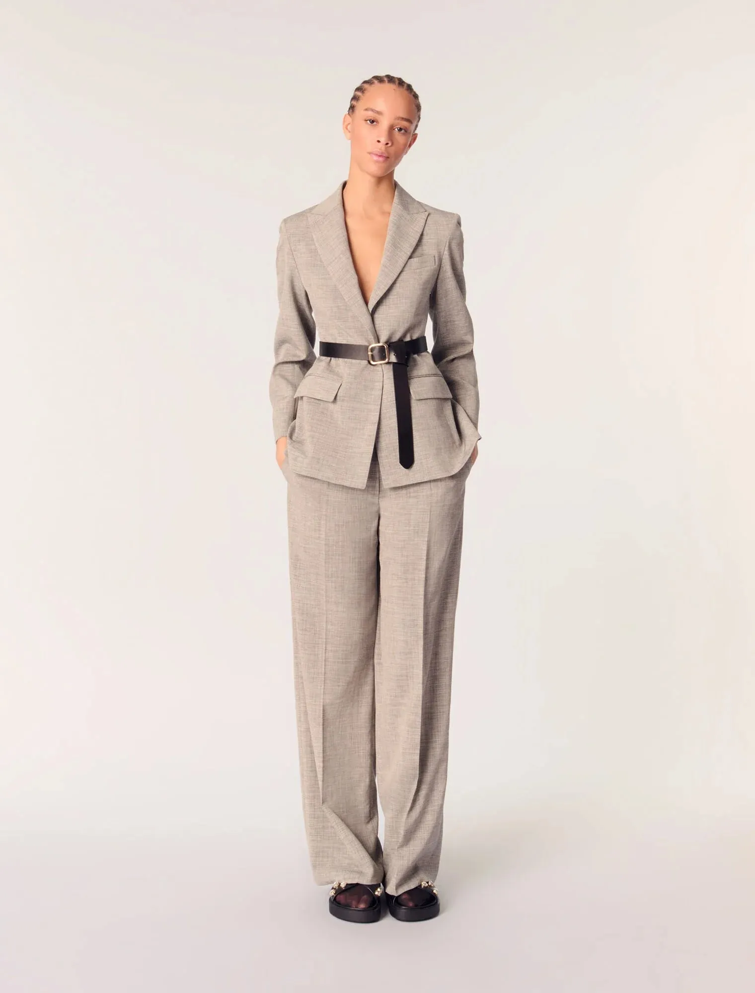Belted suit jacket