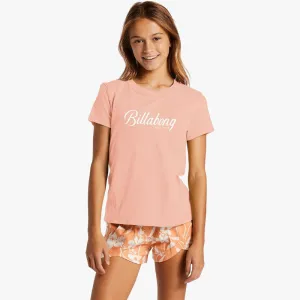 Billabong Girls Scripted Short Sleeve Tee Rose Dawn
