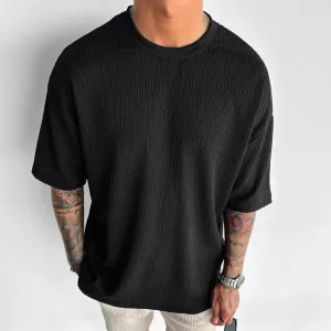 BLACK COTTON CRUSH OVERSIZED T-SHIRT