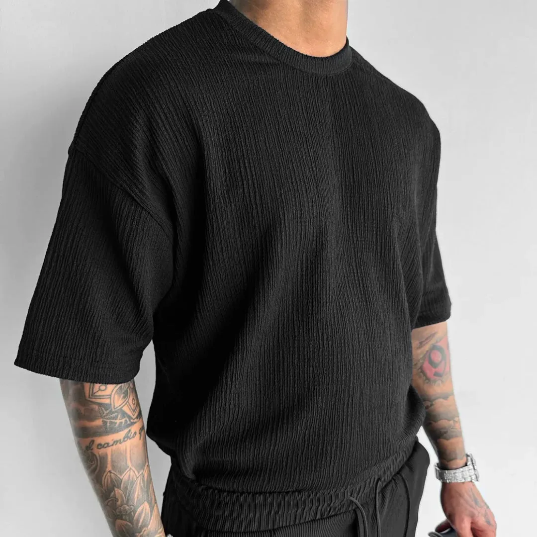 BLACK COTTON CRUSH OVERSIZED T-SHIRT