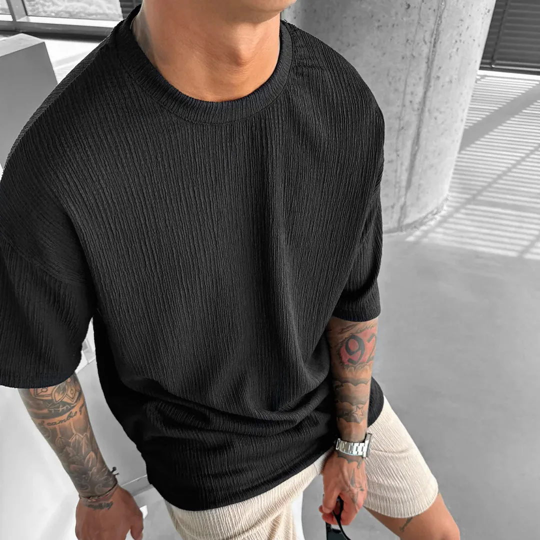 BLACK COTTON CRUSH OVERSIZED T-SHIRT