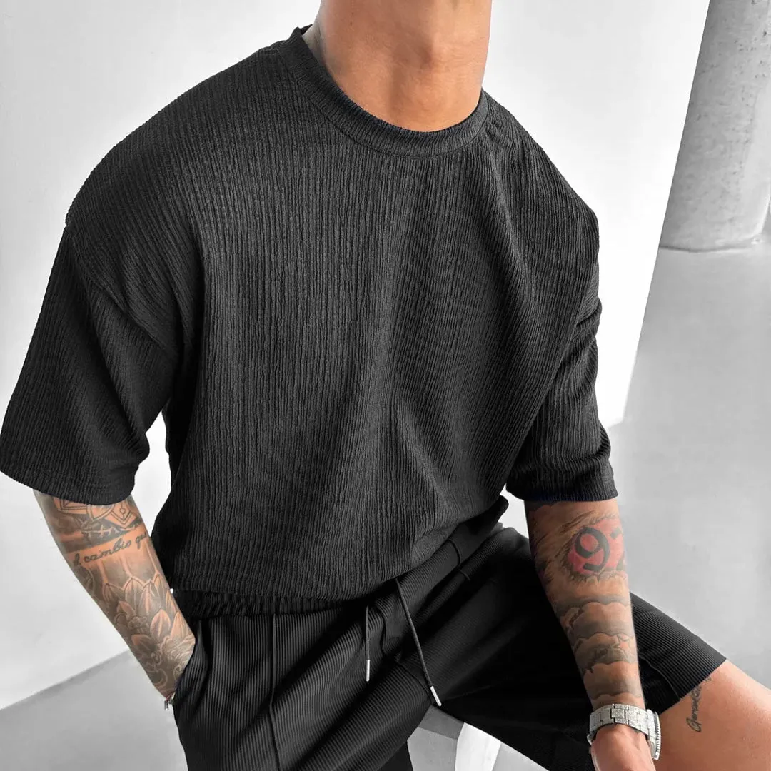 BLACK COTTON CRUSH OVERSIZED T-SHIRT