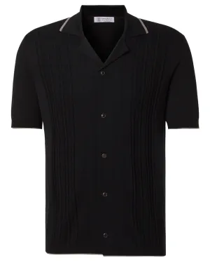 Black Knit Polo Sweater