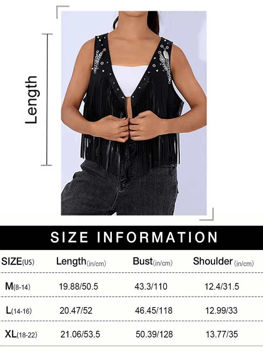 Black Leather Fringe Reflective Vest