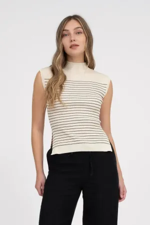 Blu Pepper Tiffani Mocneck Tank – Sleek Stripes & Sophisticated Comfort
