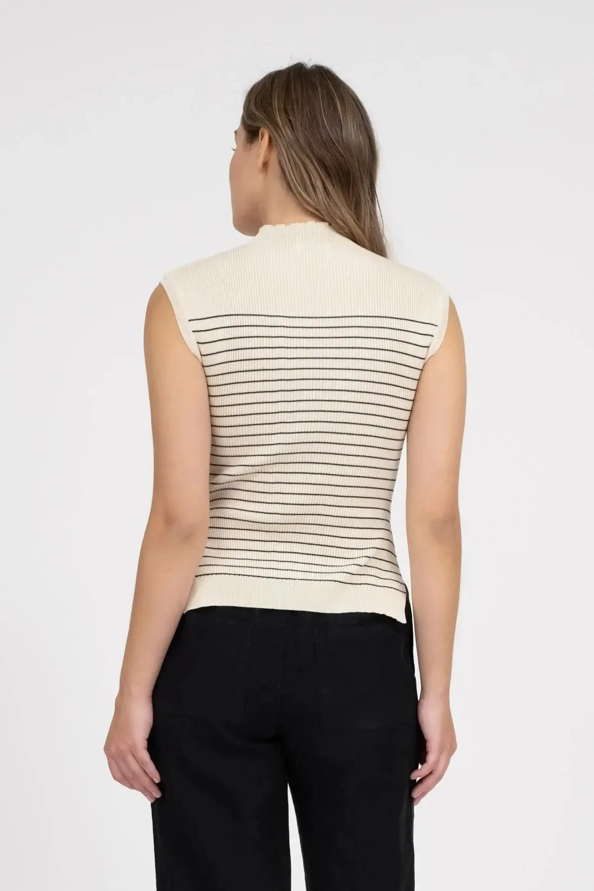 Blu Pepper Tiffani Mocneck Tank – Sleek Stripes & Sophisticated Comfort