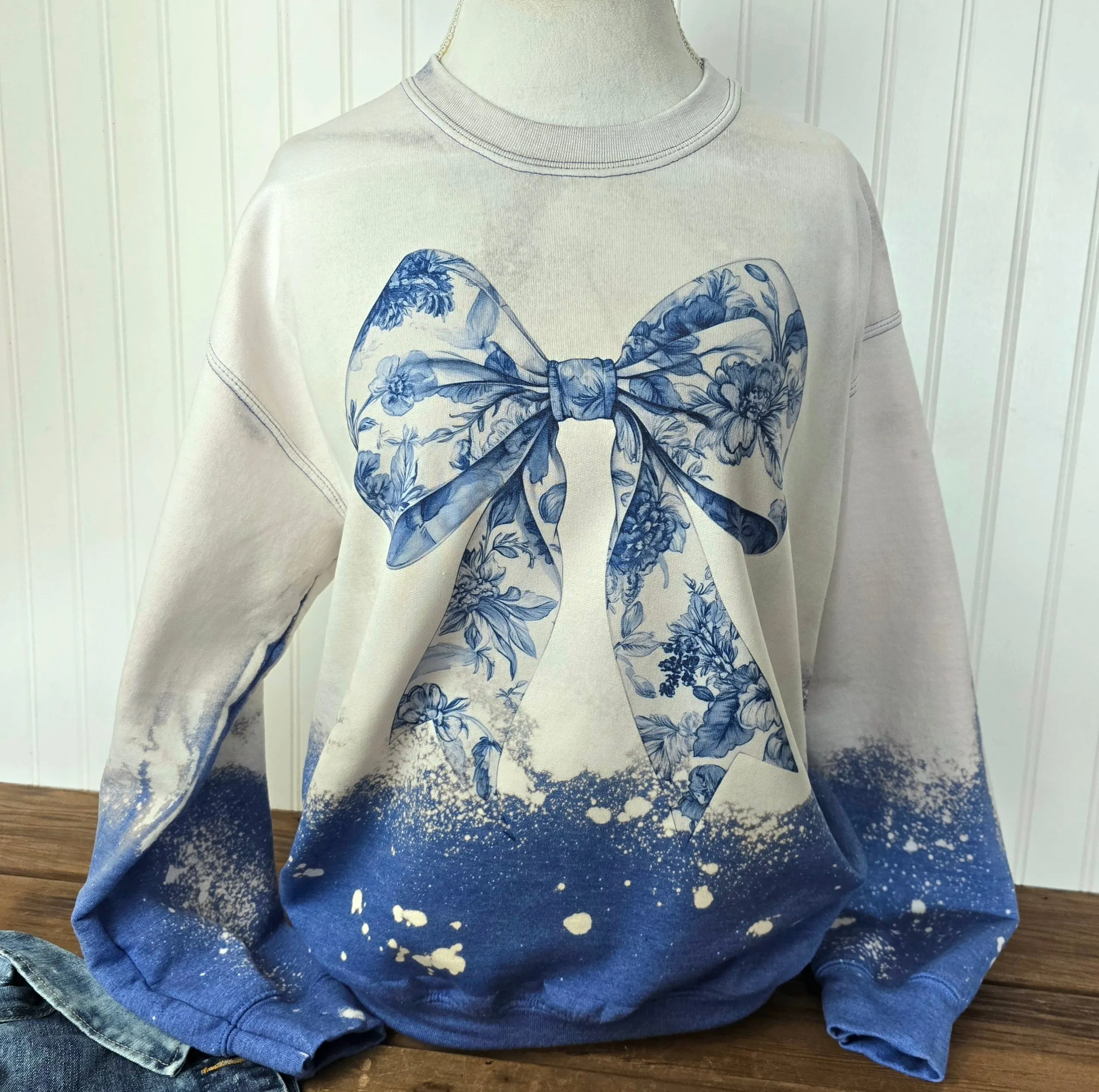 Blue floral Bow