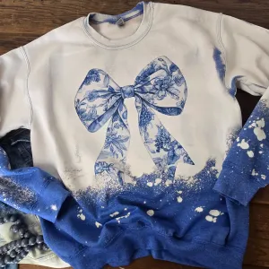 Blue floral Bow