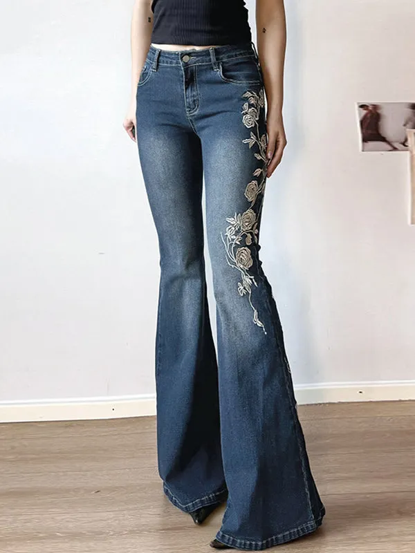 Blue vintage niche flared jeans