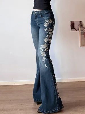 Blue vintage niche flared jeans