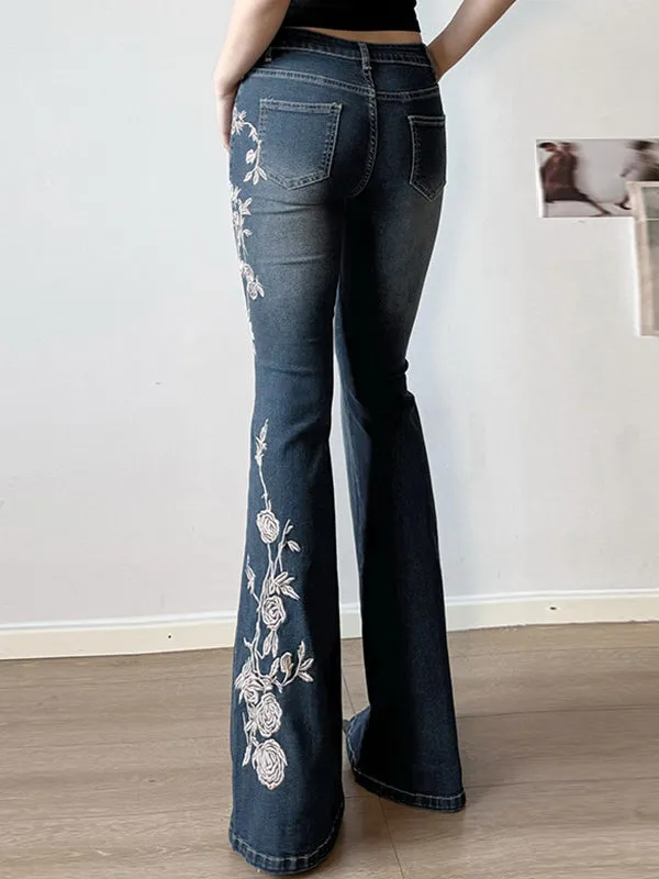 Blue vintage niche flared jeans
