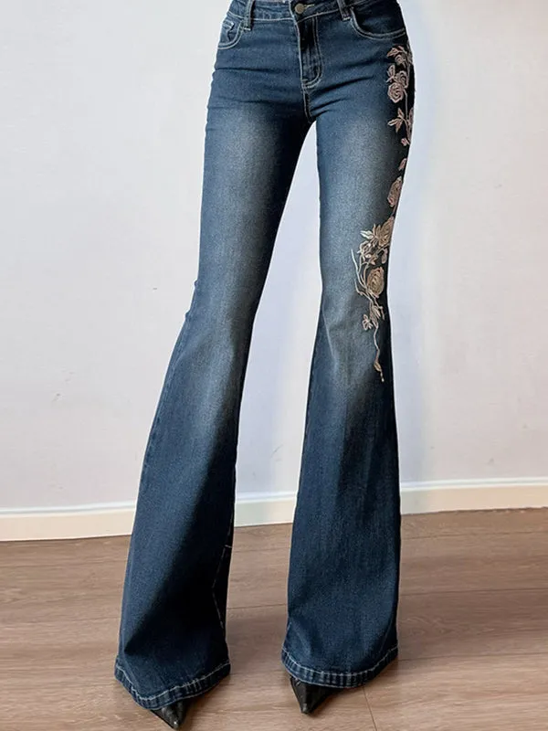 Blue vintage niche flared jeans