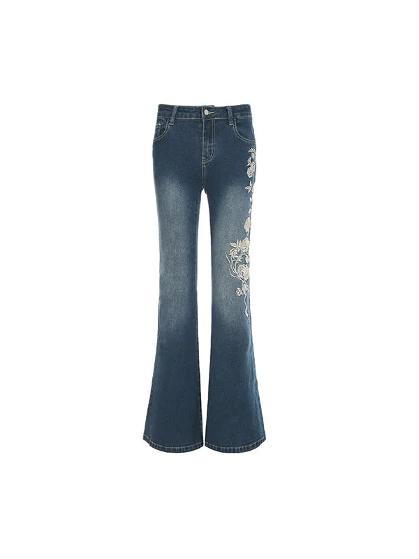 Blue vintage niche flared jeans