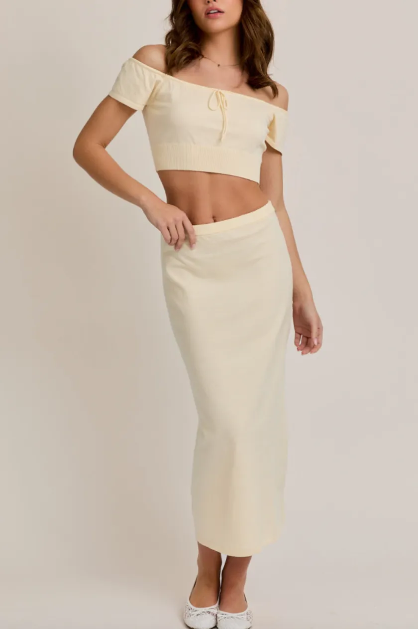Bodycon Knit Midi Slit Back Skirt