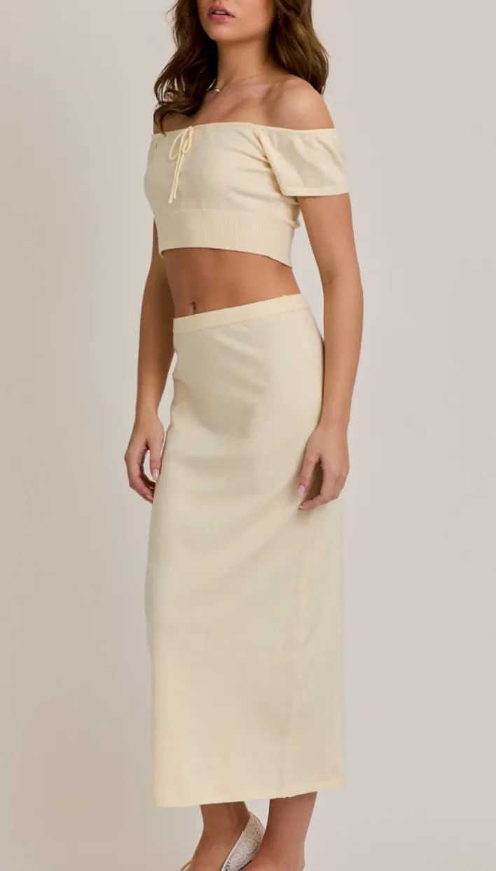 Bodycon Knit Midi Slit Back Skirt