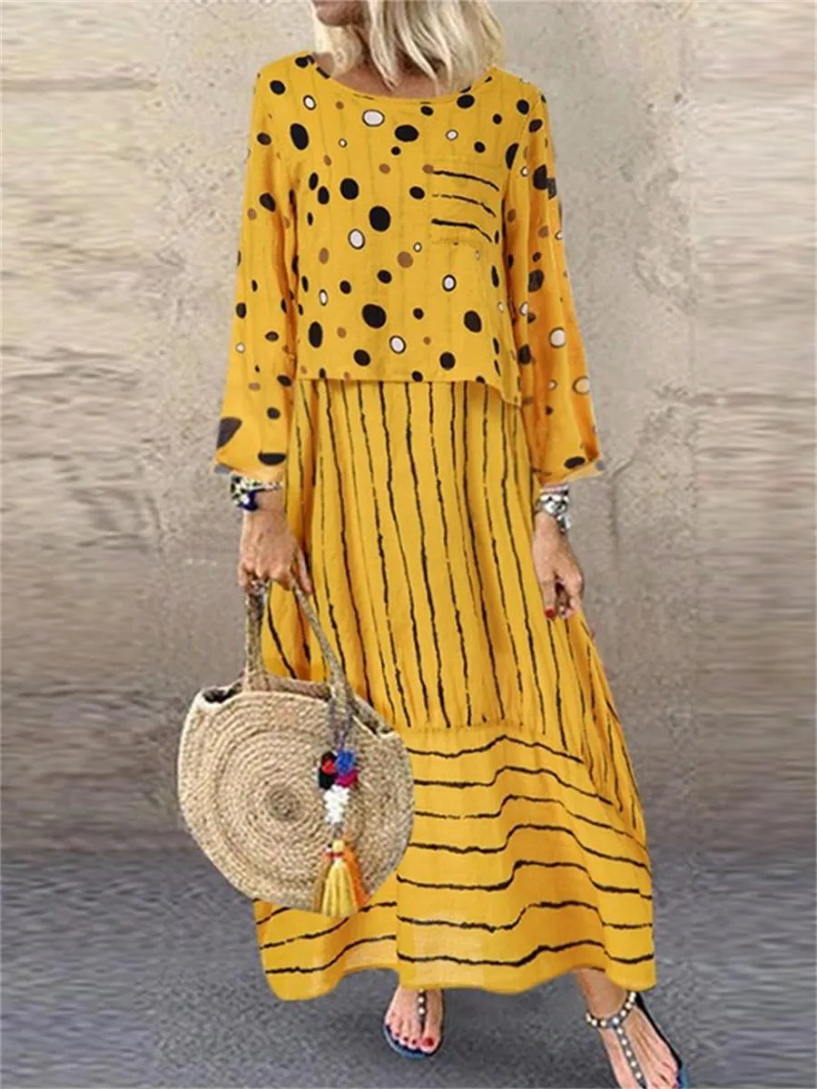 Bohemian Fake Two-Piece Women'S Dress