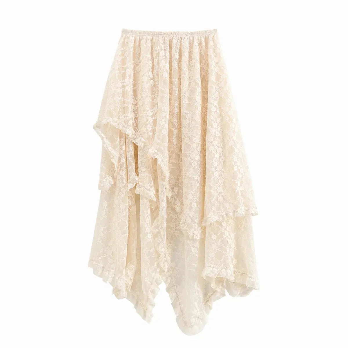 Bohemian Skirts Women Lace All-match Korean Style Hotsweet Streetwear Summer Casual Trendy Aesthetic College Asymmetrical Daily