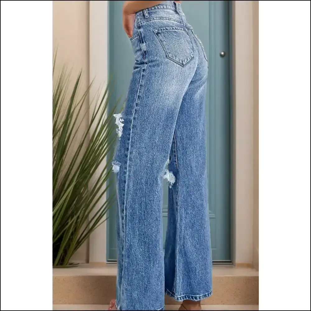 Bootcut Dreams: Dancing on Clouds in Distressed High Waist Jeans! 😂👖