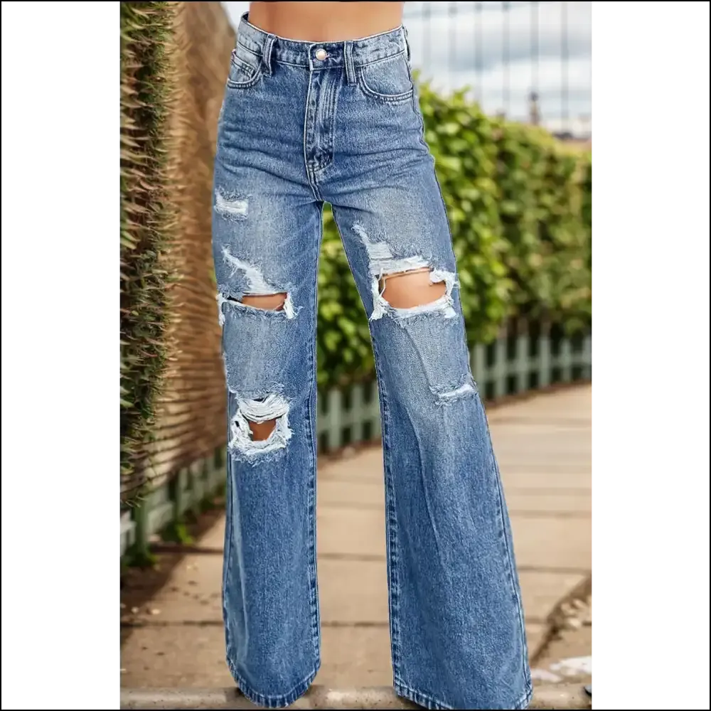 Bootcut Dreams: Dancing on Clouds in Distressed High Waist Jeans! 😂👖