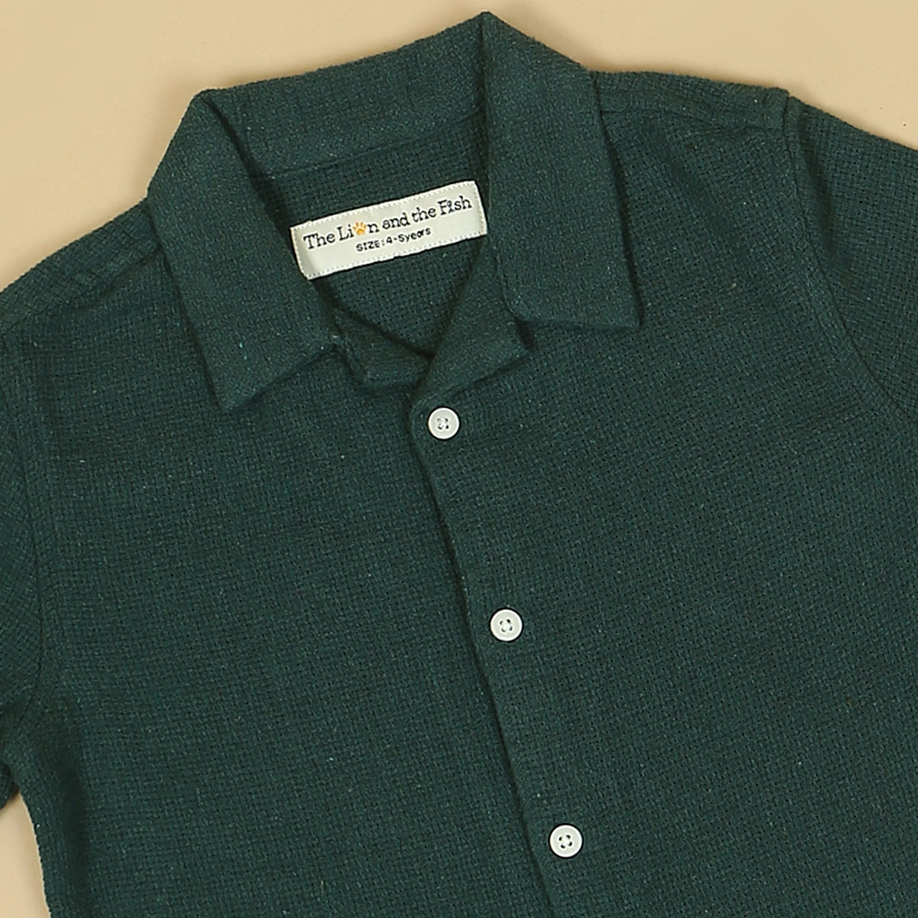 Boys Textured Shirt Forest Green