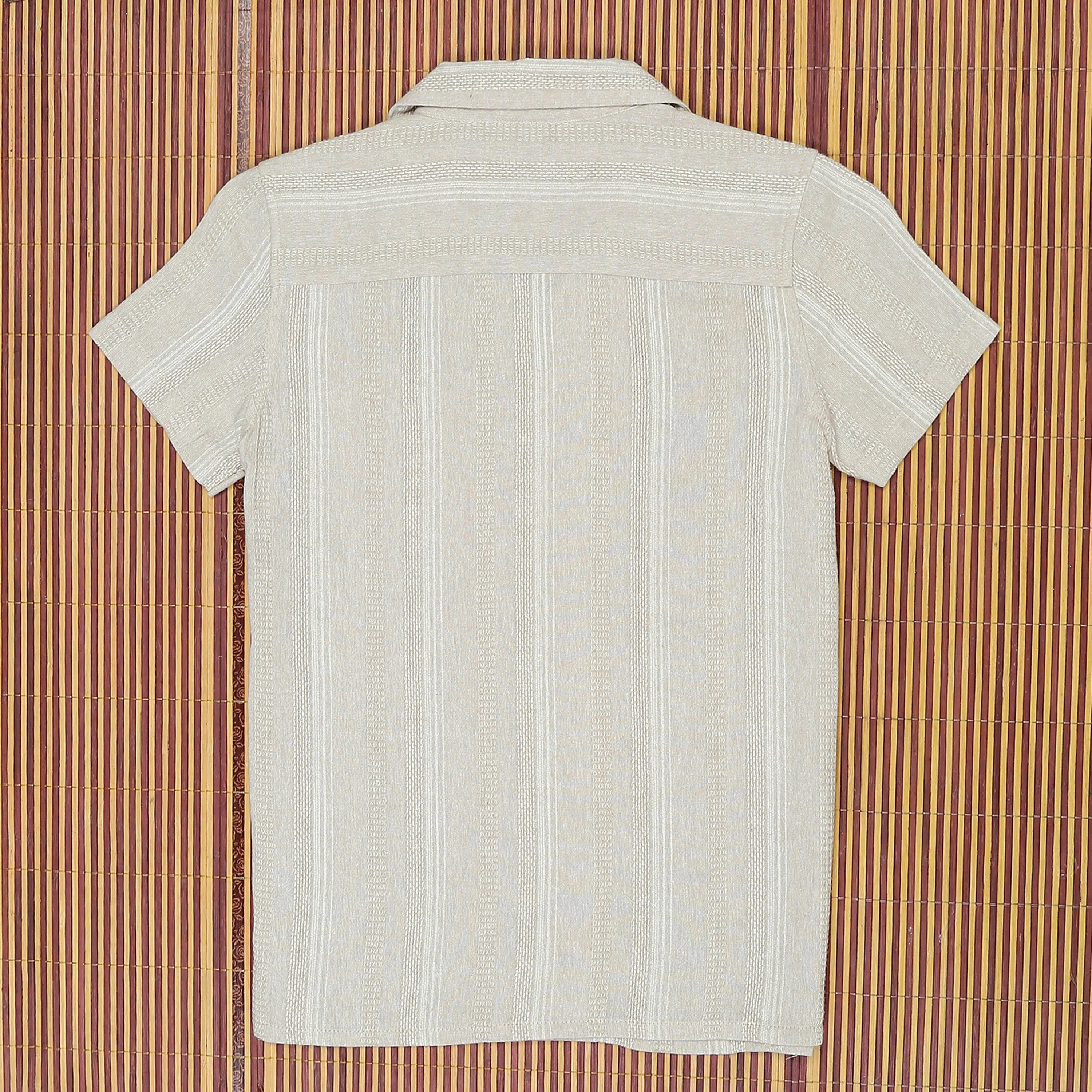 Boys Textured Striped Shirt Light Beige