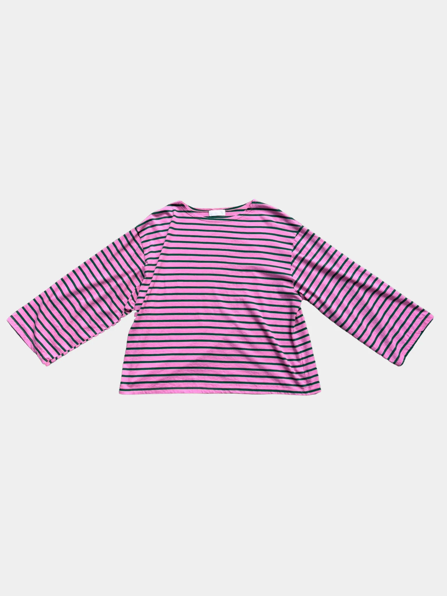 Breton Stripe Oversized Tee - Pink & Green