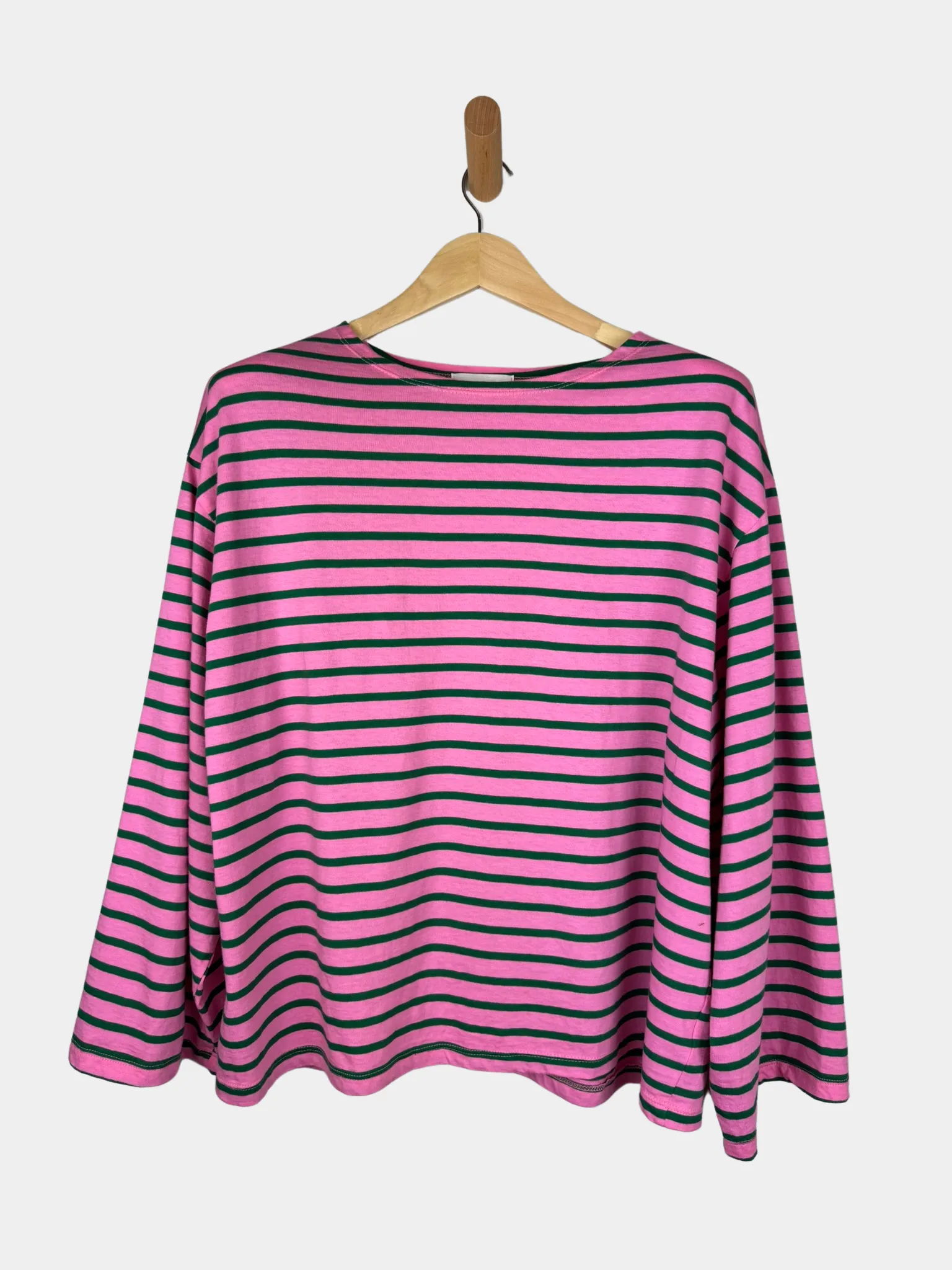 Breton Stripe Oversized Tee - Pink & Green