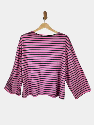 Breton Stripe Oversized Tee - Pink & Green