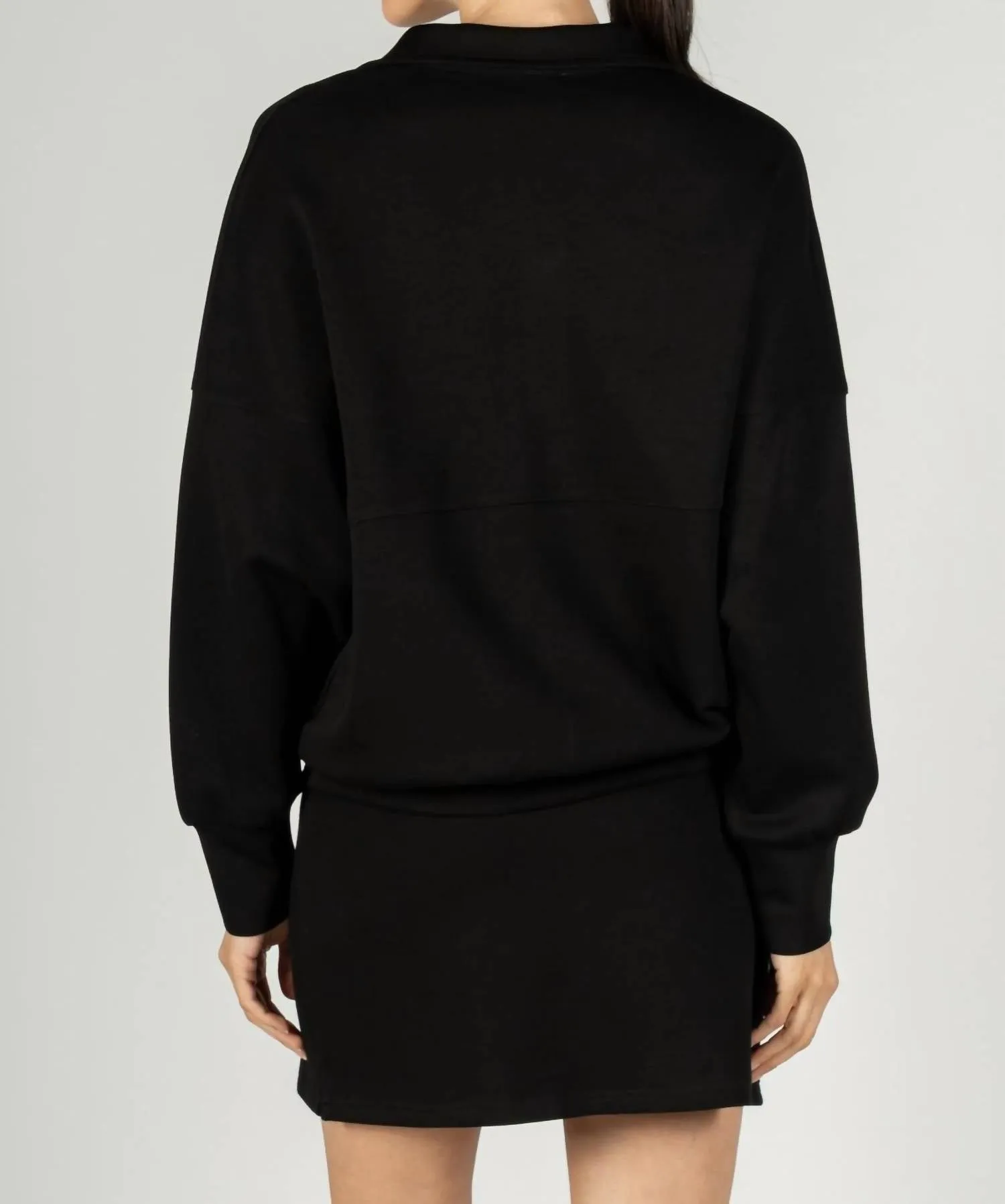 Butter Modal Black Zip Up Long Sleeve Top