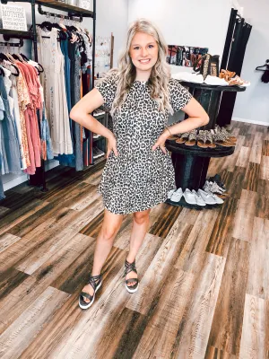 Button Back Leopard Dress