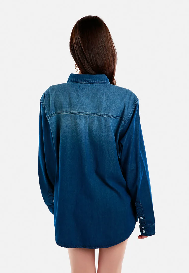 Button Down Ombre Denim Shirt