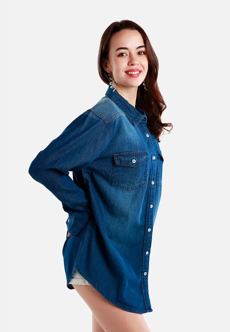 Button Down Ombre Denim Shirt