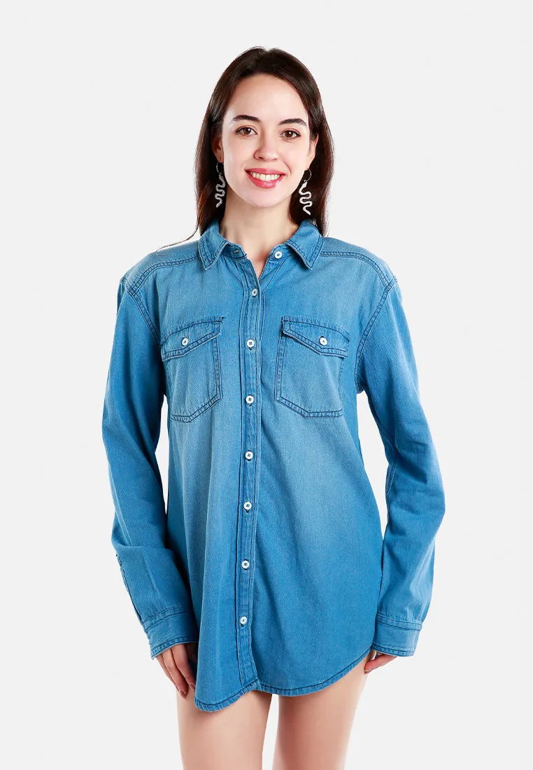 Button Down Ombre Denim Shirt
