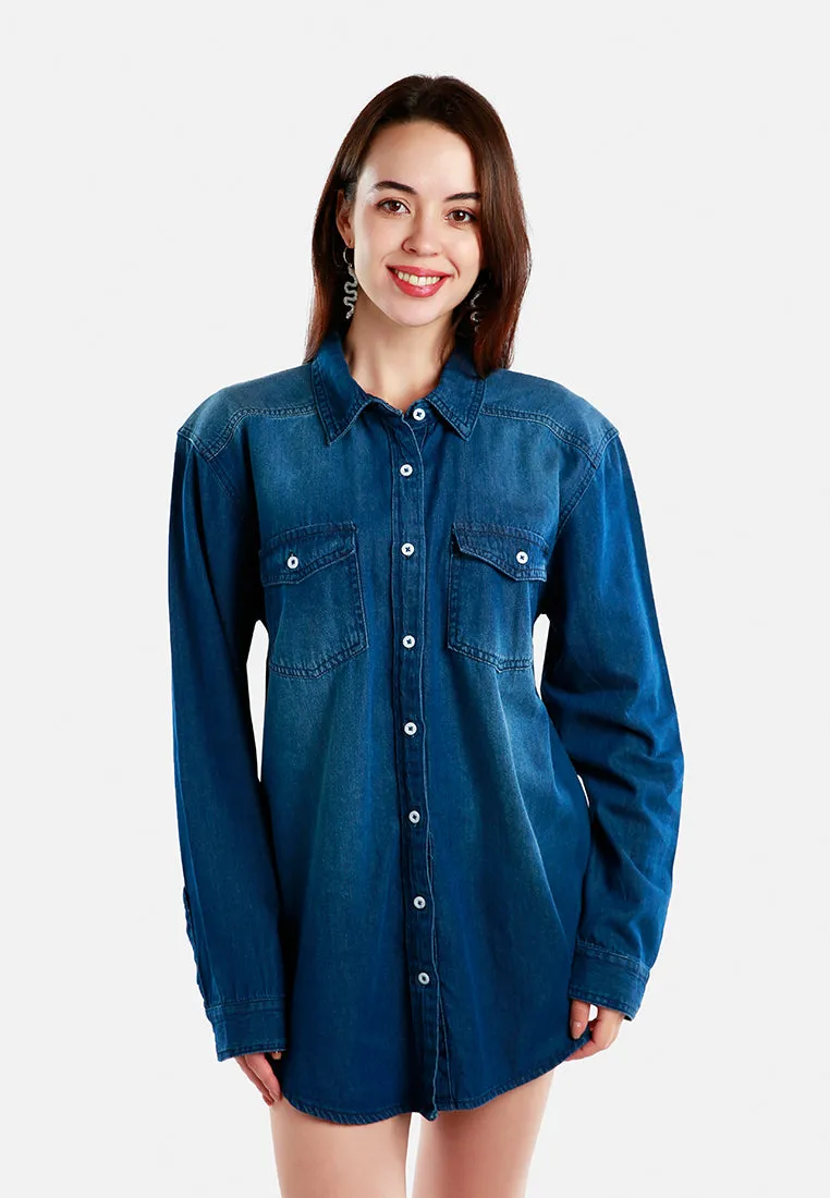 Button Down Ombre Denim Shirt