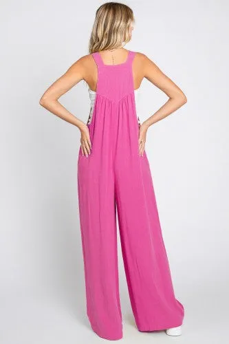 Button Sling Wide Leg Jumpsuit