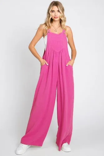 Button Sling Wide Leg Jumpsuit