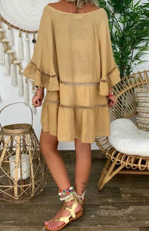 Casual Loose Linen Women's Mini Dress