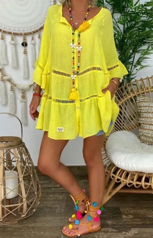 Casual Loose Linen Women's Mini Dress