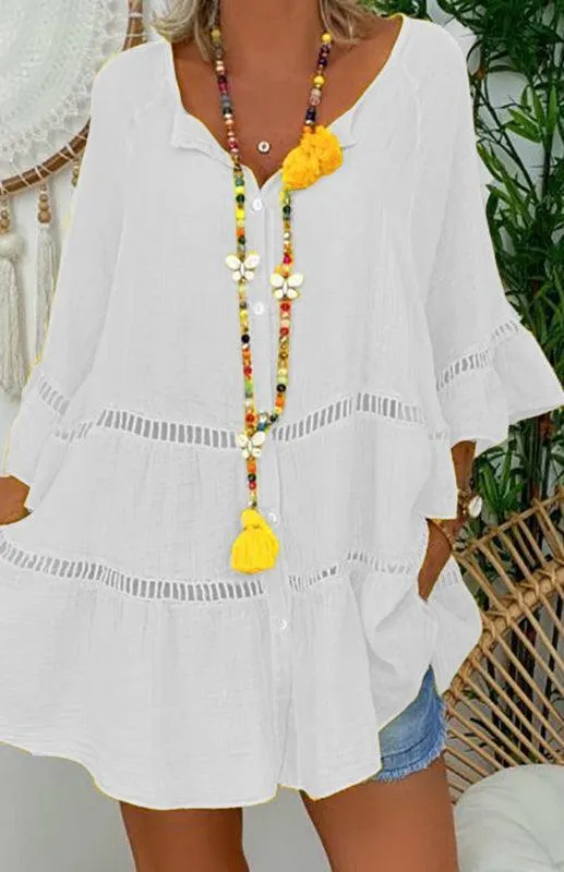 Casual Loose Linen Women's Mini Dress