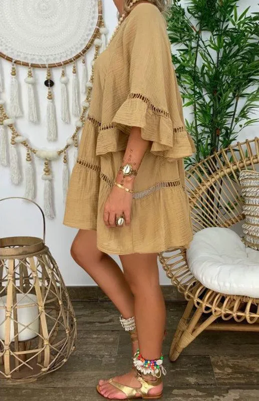 Casual Loose Linen Women's Mini Dress