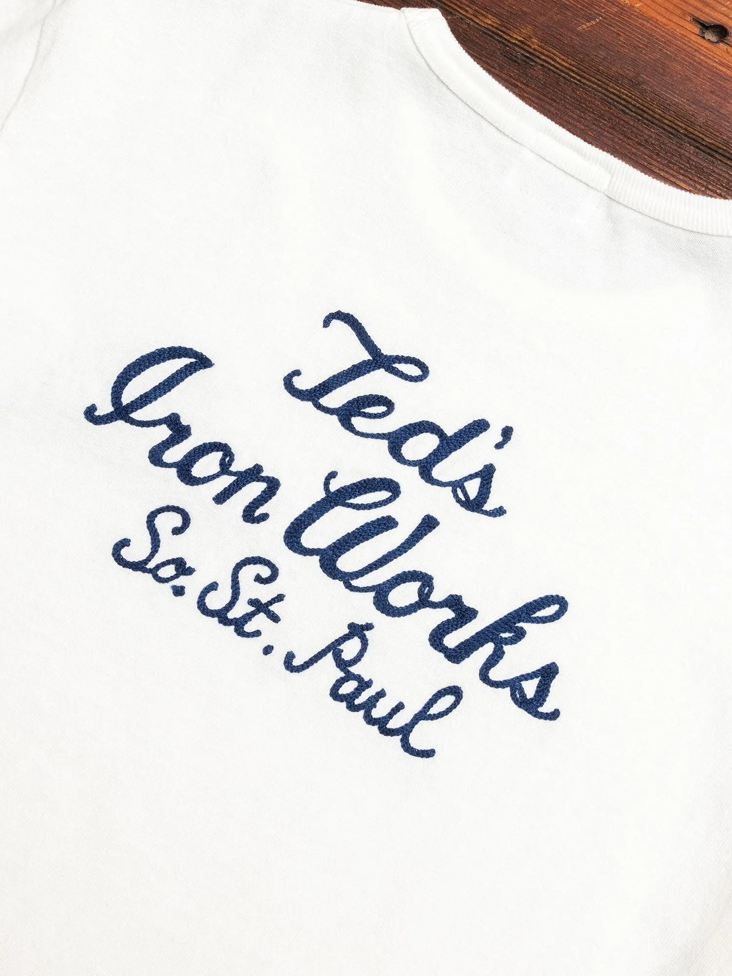 Chain Stitch Embroidery T-Shirt in White