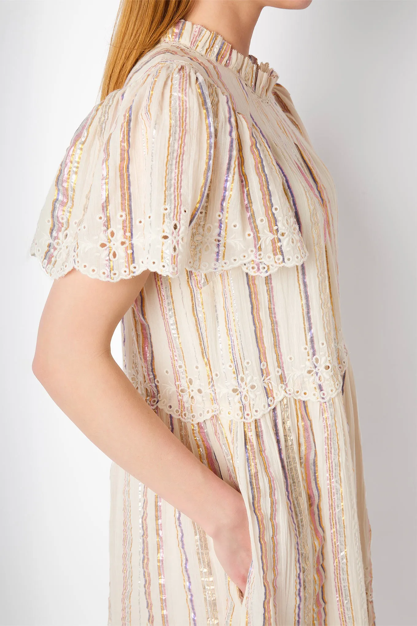 Chantelle Stripe Shimmer Dress - Ivory/Multi