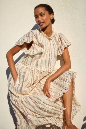 Chantelle Stripe Shimmer Dress - Ivory/Multi