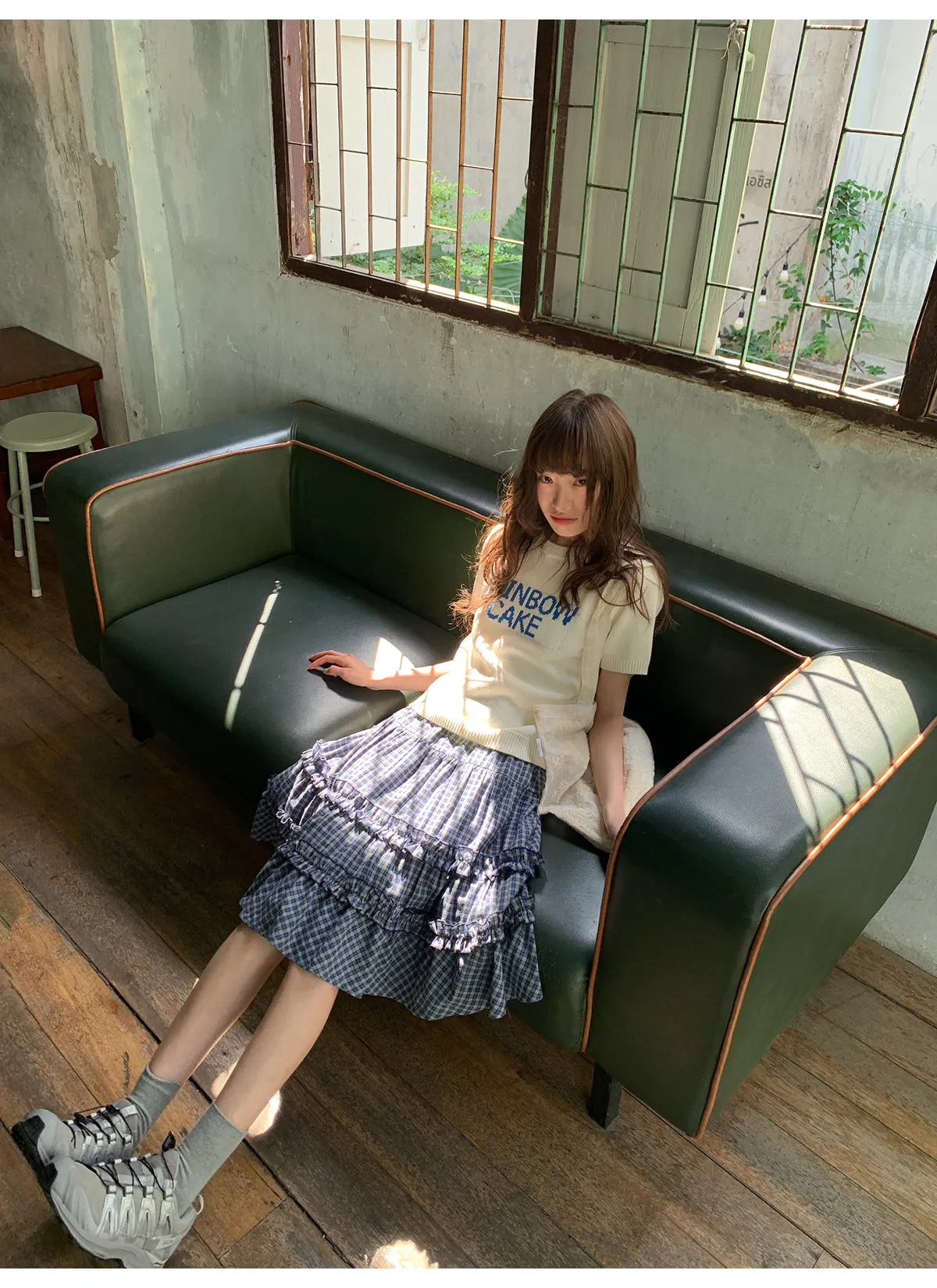 Check cake A-line skirt